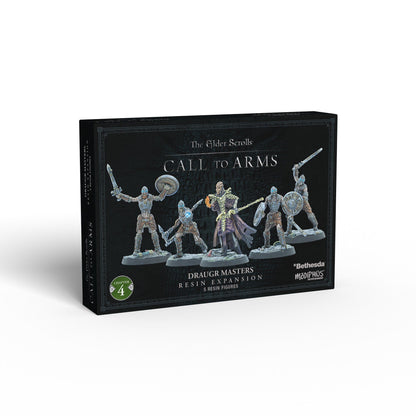 The Elder Scrolls Call to Arms Draugr Masters expansion box displays 5 fantasy resin figures in combat poses