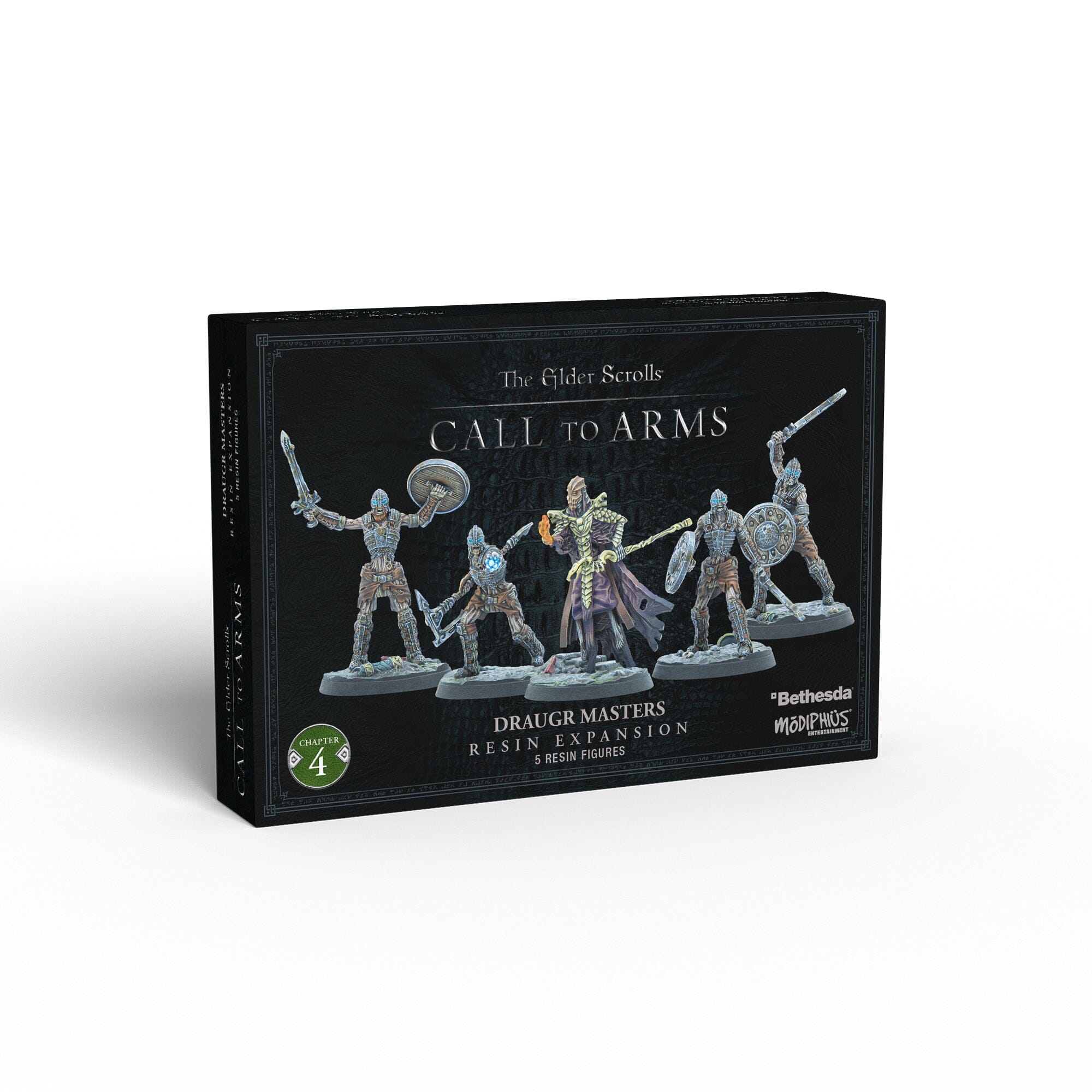 The Elder Scrolls Call to Arms Draugr Masters expansion box displays 5 fantasy resin figures in combat poses