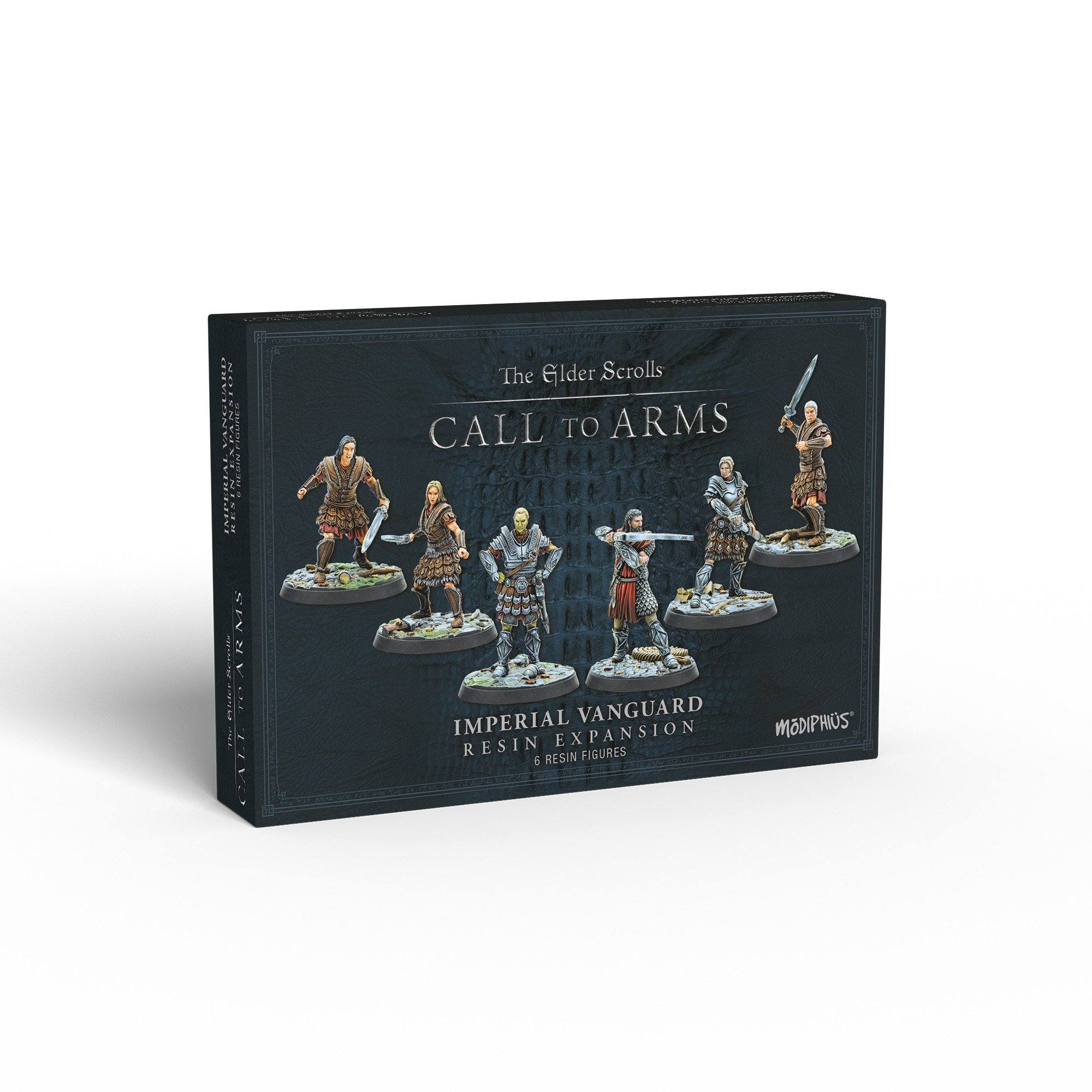 The Elder Scrolls: Call to Arms Imperial Vanguard expansion box with six painted resin figures
