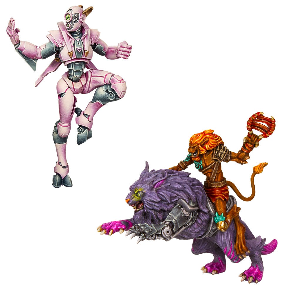 Close-up image of Tigrax facing Shadow in a duel scene setup