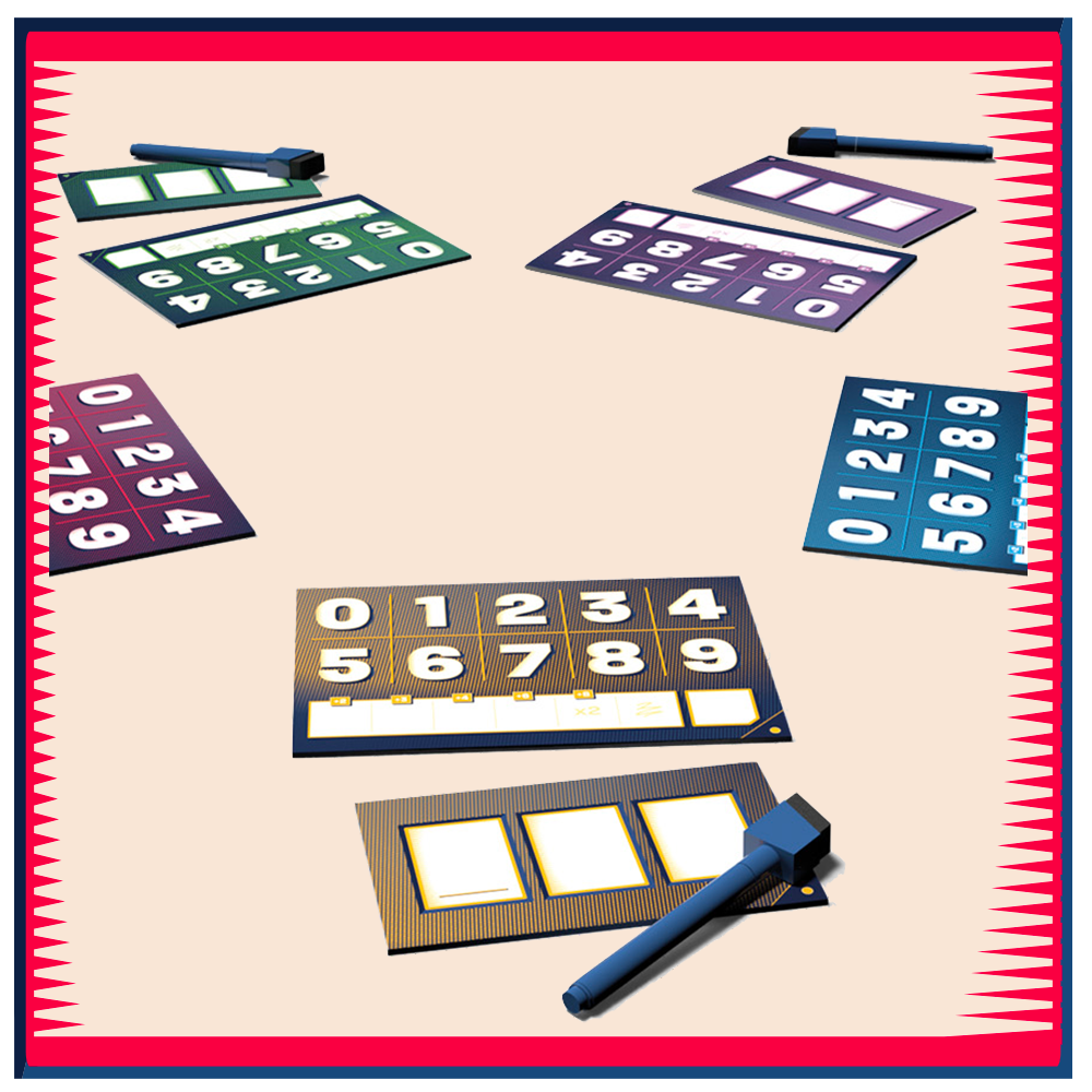 Step-by-step guide image illustrating how to play The Number Game using numbered cards and player turns