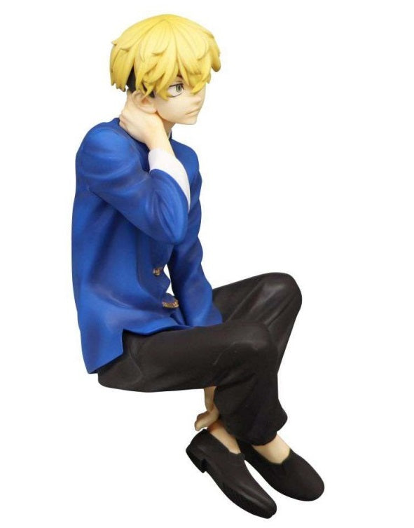 Angled side view of the figure highlighting the flowing garment details, gold embroidery, and his calm facial expression