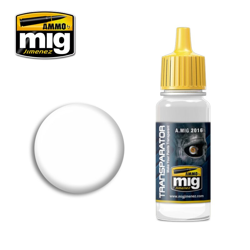 AMMO by Mig Jimenez Transparator A.MIG 2016, a paint medium in a bottle for making paints transparent.