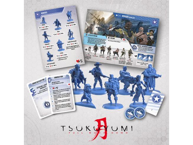 Detailed view of faction-specific pieces from Tsukuyumi: Full Moon Down Base Game