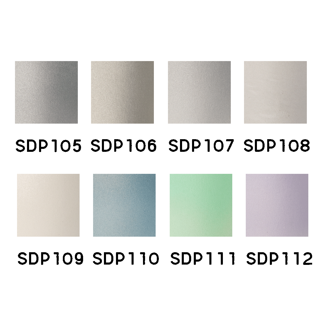 Eight square paint swatches from the Scale 75 Drop and Paint Tubular Bells Paint Set display various colors with product codes