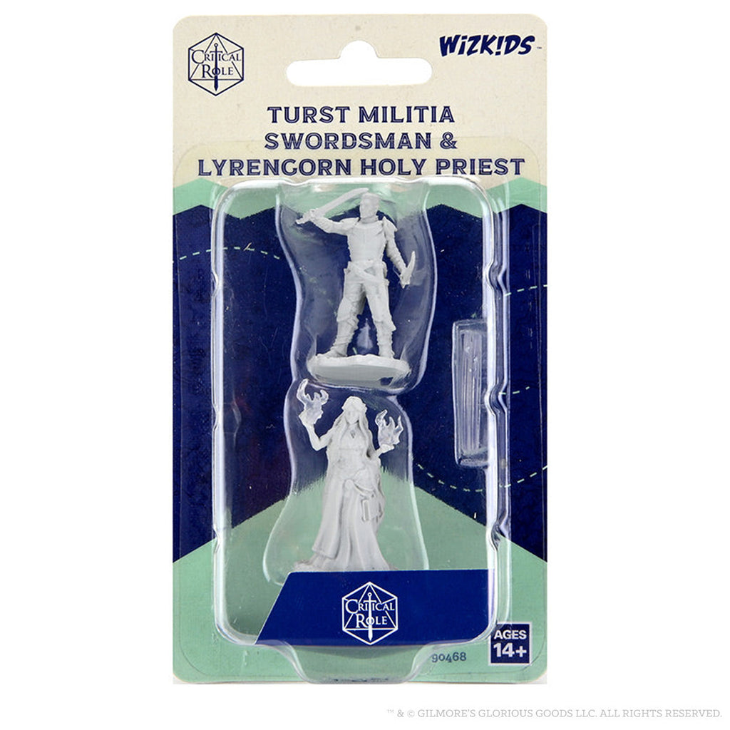 Critical Role Wave 2 - Turst Militia Swordsman & Lyrengorn Holy Priest Unpainted Miniatures - Good Games