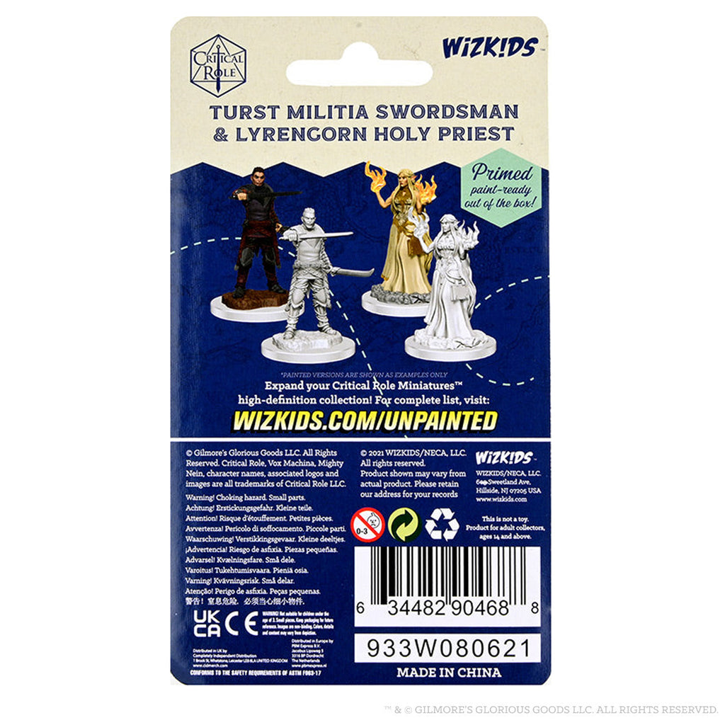 Critical Role Wave 2 - Turst Militia Swordsman &amp; Lyrengorn Holy Priest Unpainted Miniatures - Good Games