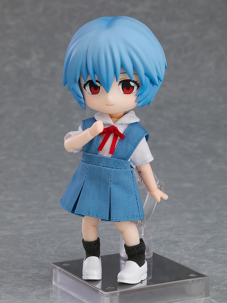 Nendoroid figure of Rei Ayanami from Evangelion in a blue uniform dress