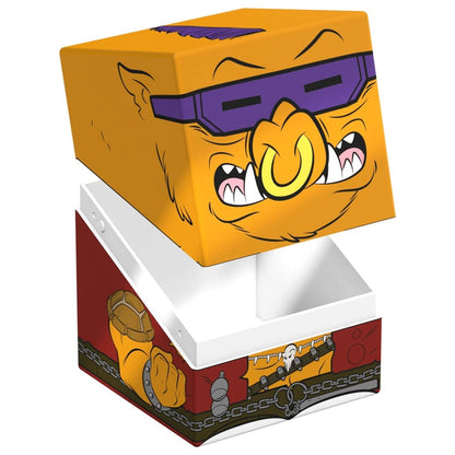 Open deck box featuring cartoon art of an angry orange pig character with sunglasses and tusks
