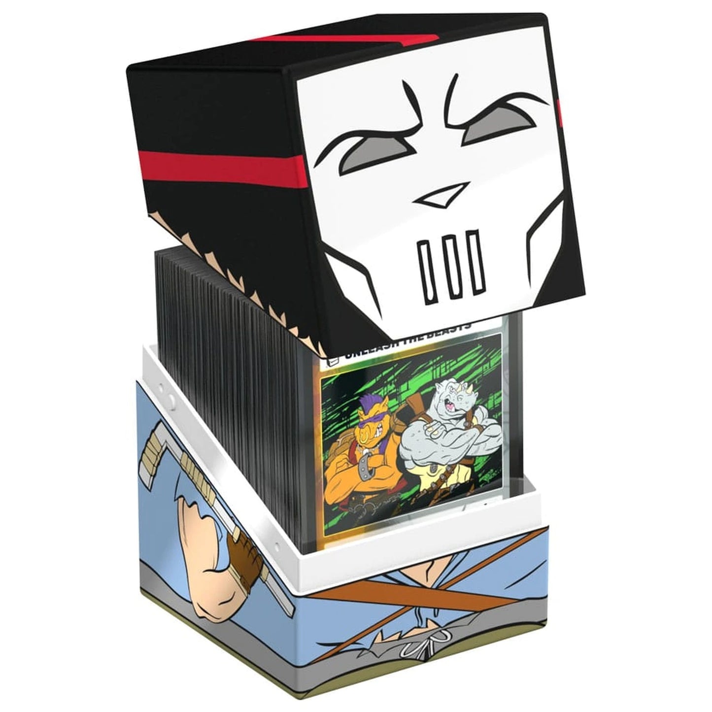 Casey Jones collectible card deck box showing the open mask lid and a stack of trading cards inside