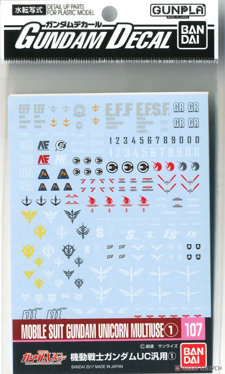 Gundam Decal 107 Mobile Suit Gundam Unicorn Multiuse - Good Games