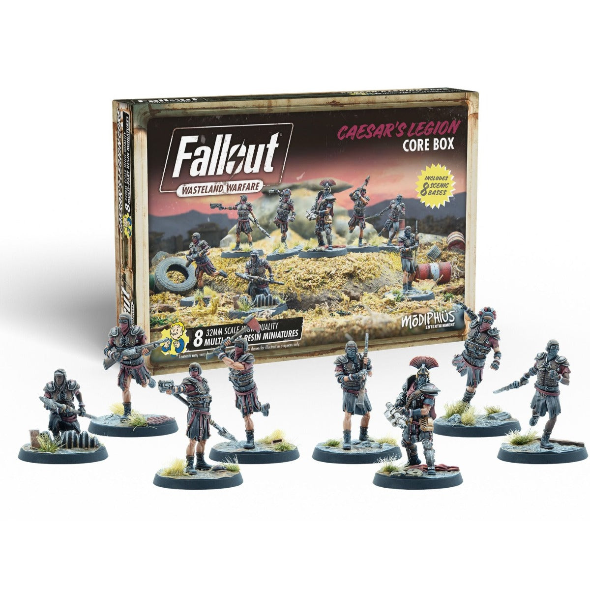 Fallout Wasteland Warfare: Caesar's Legion Core Box with eight detailed, armed miniature figures.