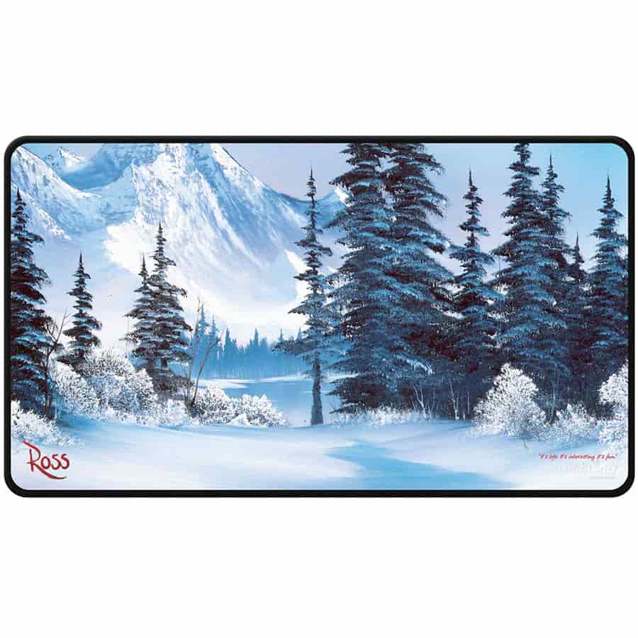 Bob Ross - Winter Paradise Black Stitched Playmat - Good Games