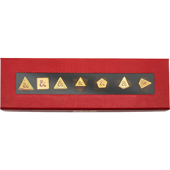 Dungeons & Dragons 50th Anniversary Heavy Metal Dice Set (7 Dice Set) - Good Games