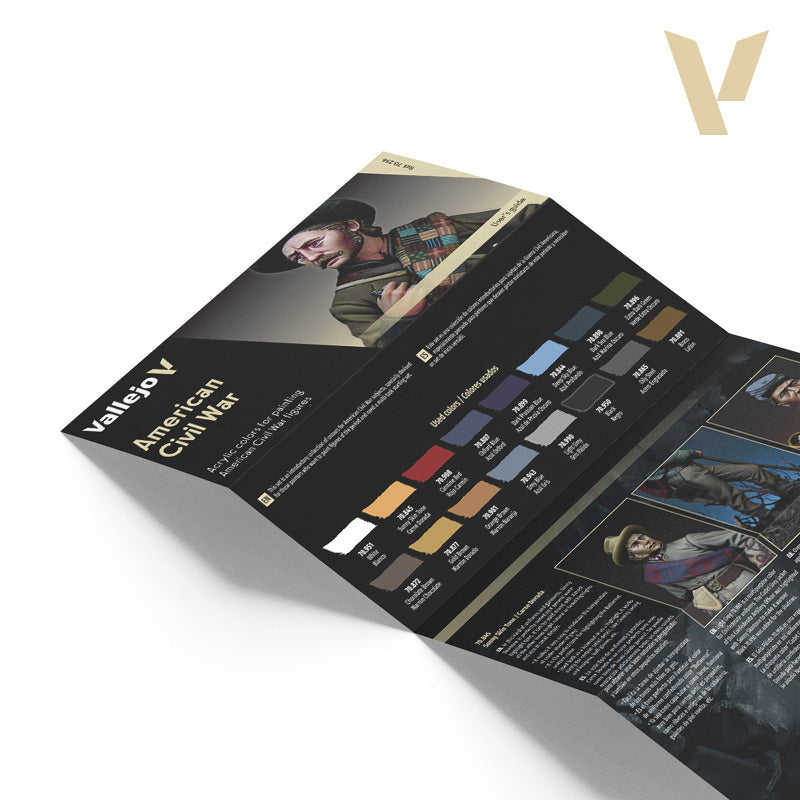 Vallejo American Civil War acrylic paint guide brochure, featuring color swatches and painted figures