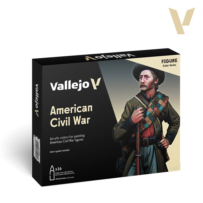Vallejo American Civil War acrylic paint set box featuring a soldier with a rifle and plaid sash