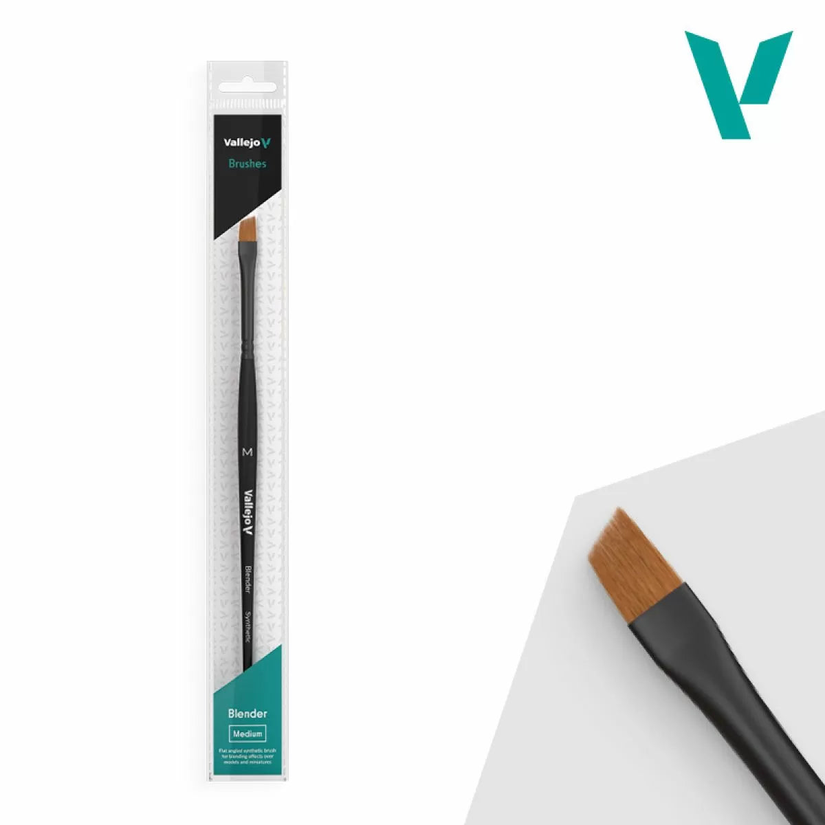 Vallejo Brushes - Blender - Flat Angled Synthetic Brush Medium - Good Games
