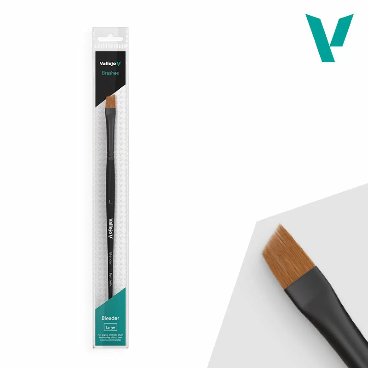 Vallejo Brushes - Blender - Flat Angled Synthetic Brush Large - Good Games
