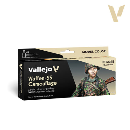Vallejo "Waffen-SS Camouflage" paint set box, showing a detailed WWII German soldier model figure