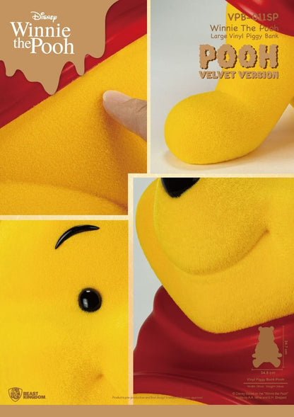 Disney Winnie the Pooh large vinyl piggy bank with velvet flocking