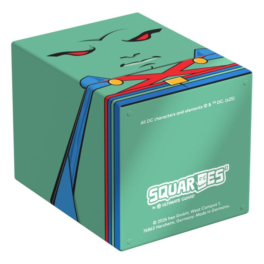 Martian Manhunter-themed storage box, green with red eyes and chest straps