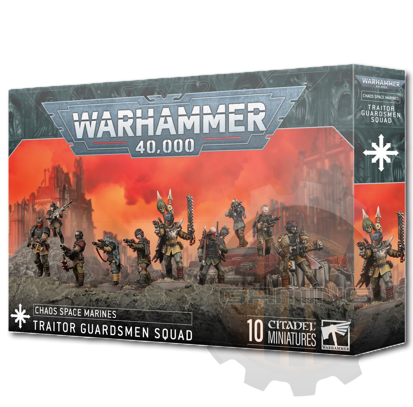 Warhammer 40,000: Traitor Guardsmen Squad box set featuring 10 Chaos Space Marines miniatures