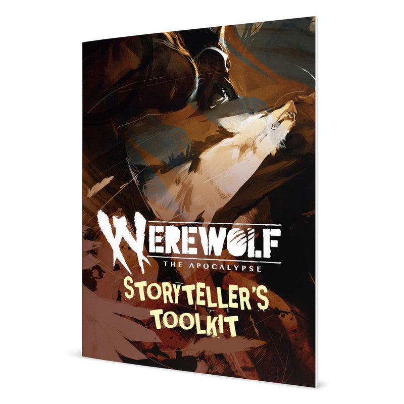 Werewolf The Apocalypse Storyteller's Toolkit cover with a white wolf howling against a dark background