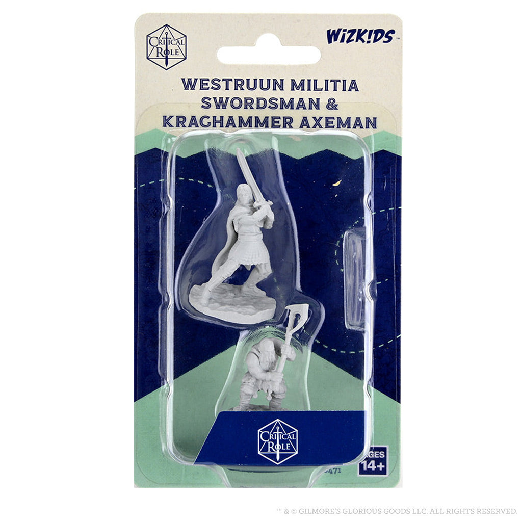 WizKids - Critical Role Unpainted Miniatures: Westruun Militia Swordsman and Kraghammer Axeman - Good Games