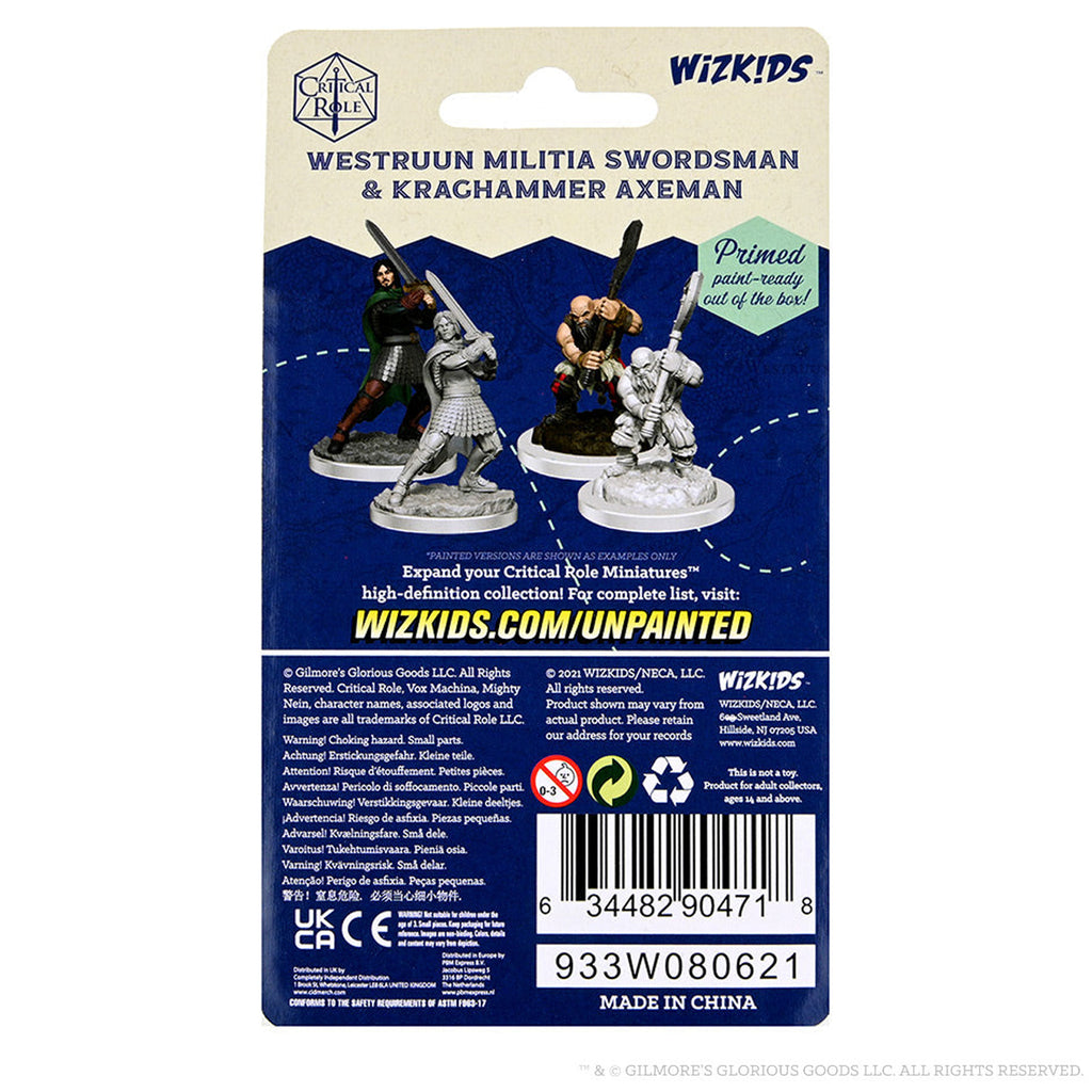 WizKids - Critical Role Unpainted Miniatures: Westruun Militia Swordsman and Kraghammer Axeman - Good Games
