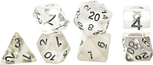 White and Clear - Neutron Dice: Ice (7 Polyhedral Dice Set) - Good Games