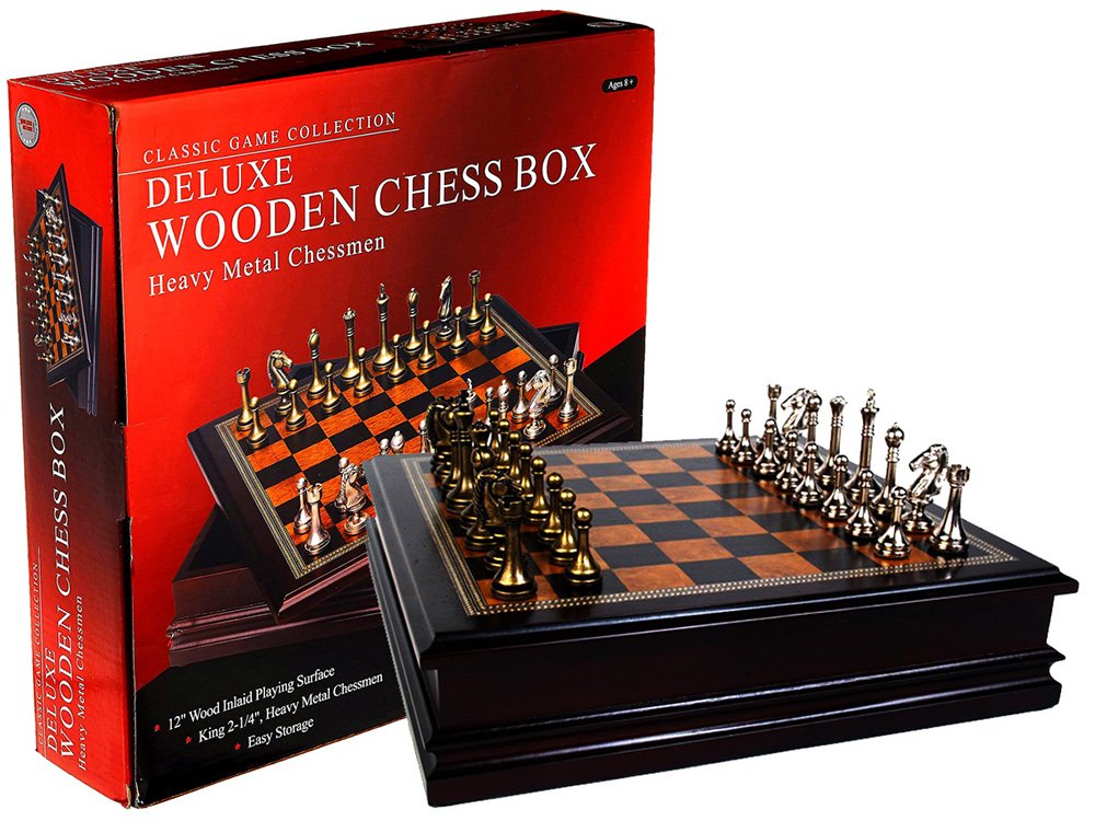 Chess Set Wooden Metal Chessman 12 - Good Games