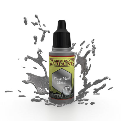 Army Painter Warpaint Metallics Acrylic Paint 18ml - Plate Mail Metal - Good Games