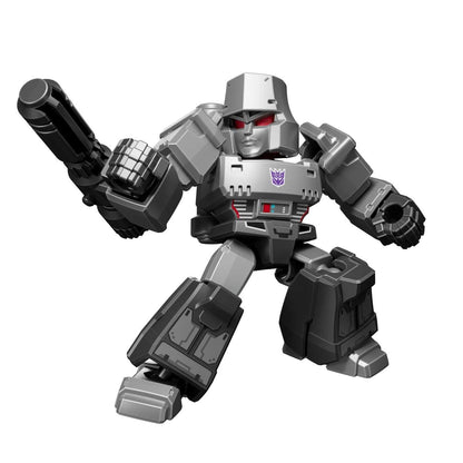 Gray and black Megatron Transformer figure (Decepticon) in an action stance, holding his fusion cannon