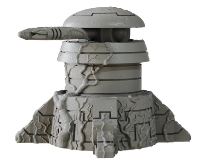 Terrain Crate Death World Turret, weathered grey plastic, gnarled vine detail, alien sci-fi terrain piece