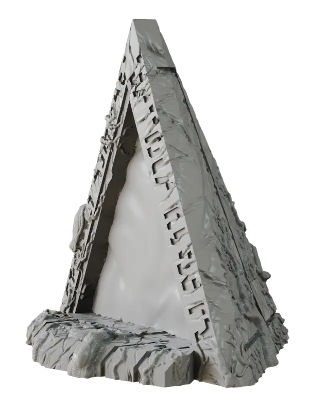 Terrain Crate Death World Crater Gate, gray stone with carved details