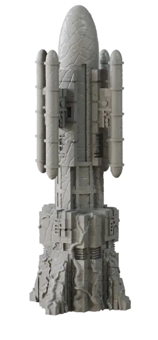 Terrain Crate Death World tower terrain piece, gray resin with sculpted detail
