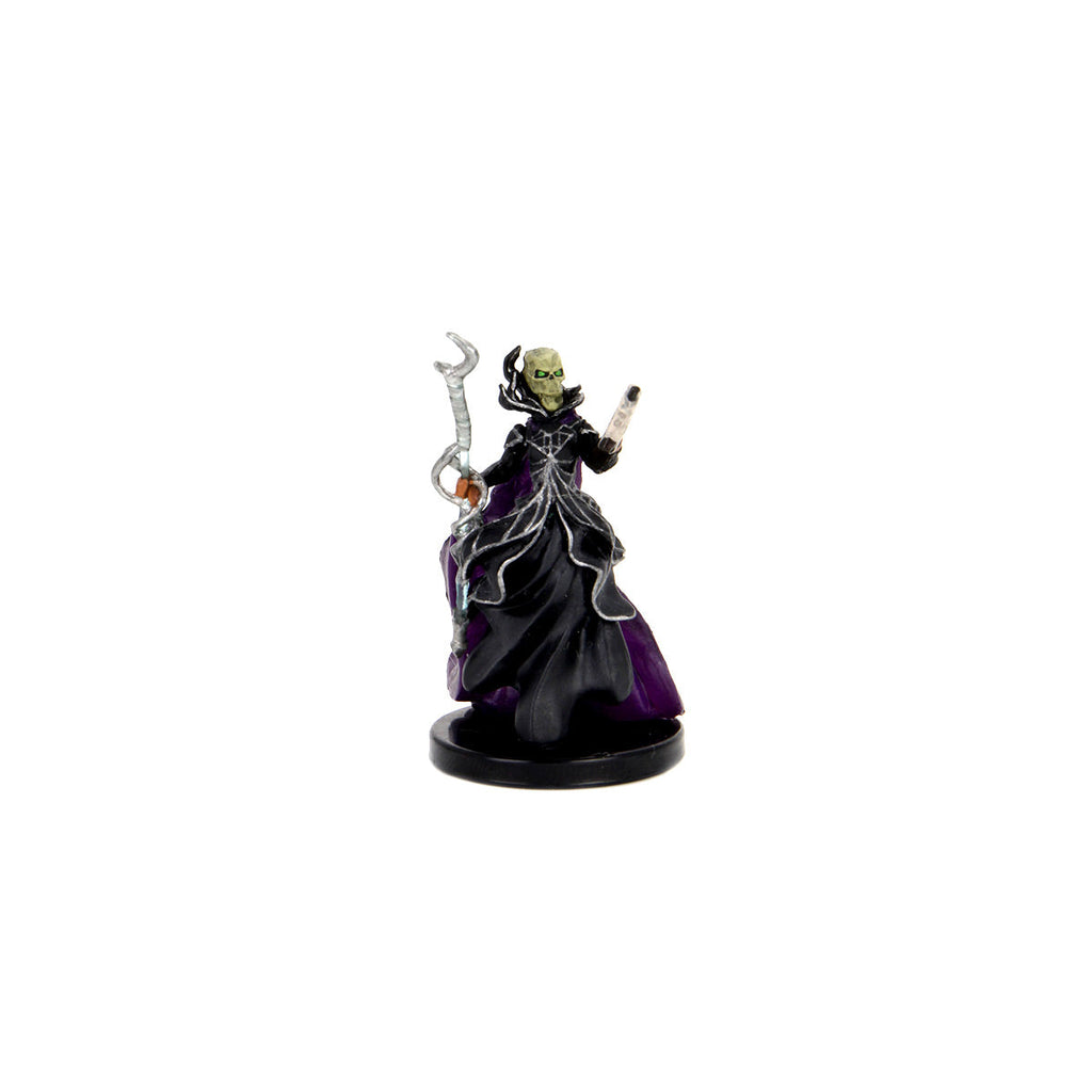 Miniature of a skull-faced necromancer in dark robes, holding a staff and raising a hand
