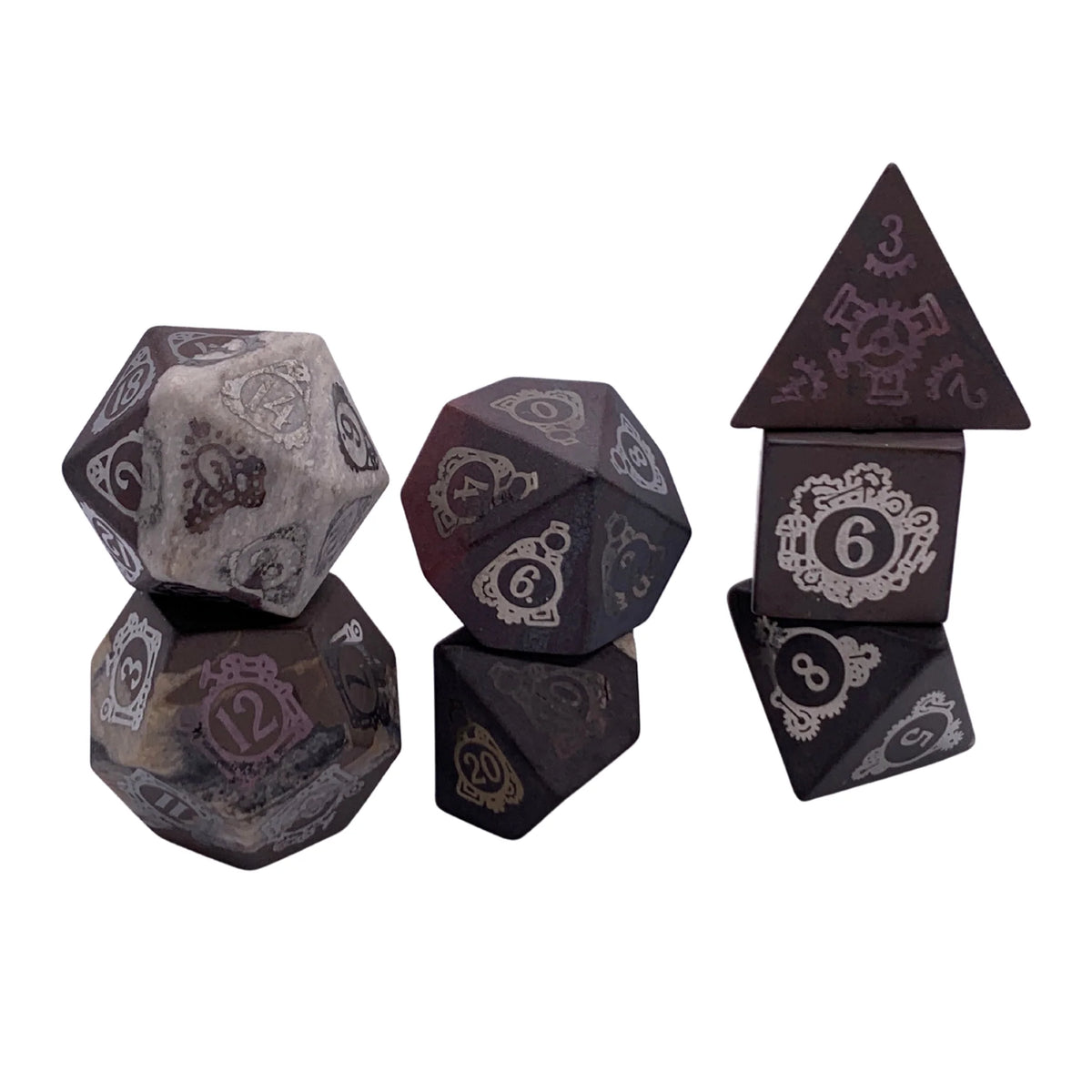 Level Up Dice - Silver Ionized Helio-Rivet Zebra Stone - Good Games