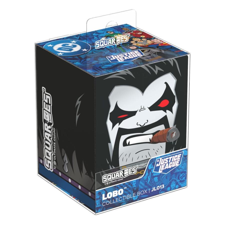 Lobo Justice League Squaroes collectible box featuring a large cartoon illustration of Lobo smoking a cigar