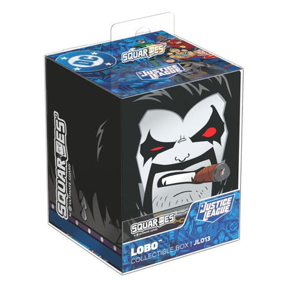 Lobo Justice League Squaroes collectible box featuring a large cartoon illustration of Lobo smoking a cigar