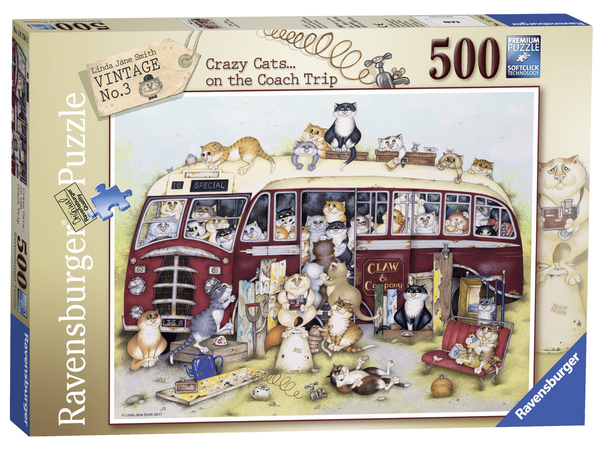 Ravensburger - Crazy Cats... On the Coach Trip 500 Piece Jigsaw - Good Games