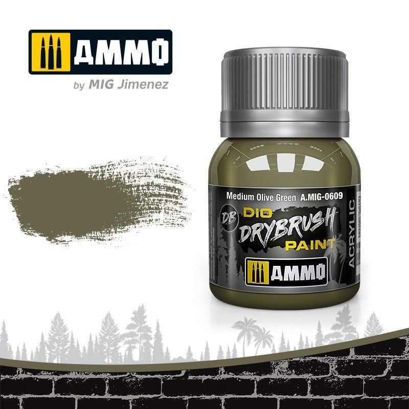 Ammo by MIG Drybrush Medium Olive Green - Good Games