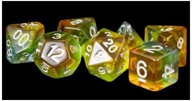 Metallic Dice Games - Yellow Aurora - Polyhedral Resin Dice Set - Good Games