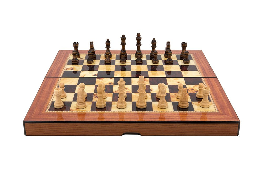Dal Rossi - Folding Walnut 16 Gloss Chess Set - Good Games