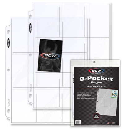BCW 9 Pocket Protective Pages Top Loading (20) - Good Games