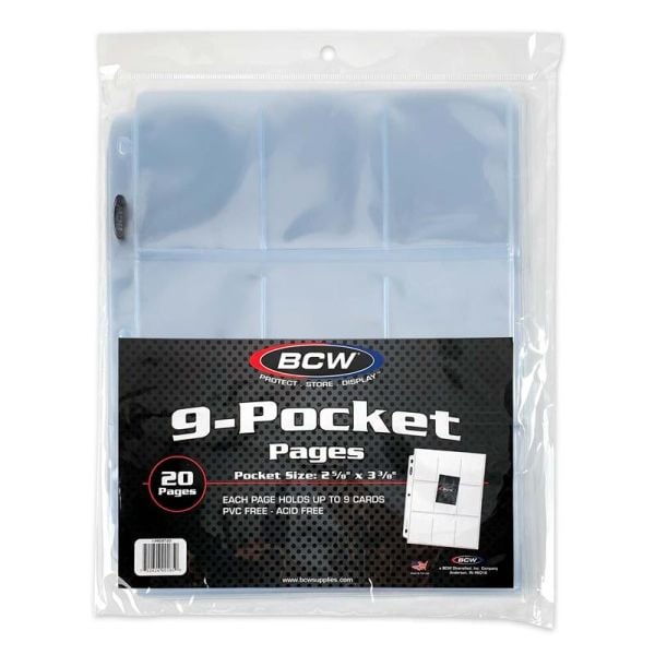 BCW 9 Pocket Protective Pages Top Loading (20) - Good Games