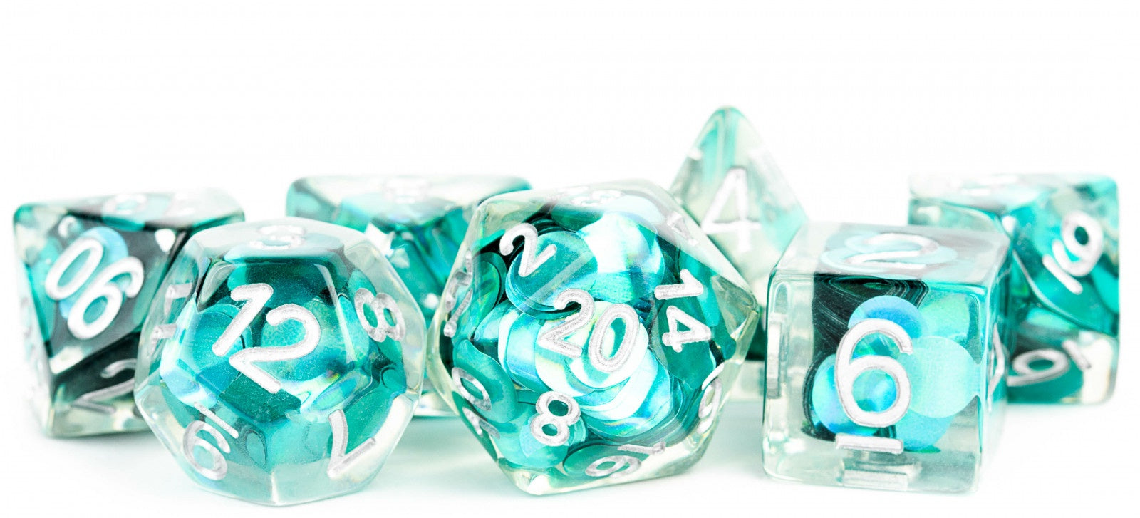 Metallic Dice Games - Resin 16mm Polyhedral Dice Set - Mermaid Scales - Good Games