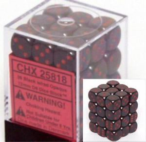 Chessex - Opaque 12mm D6 Set - Black/Red (CHX25818) - Good Games