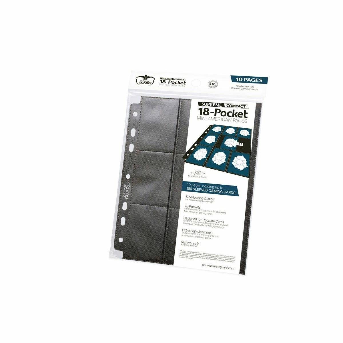 Ultimate Guard 18-Pocket Compact Pages Mini American Black (10) - Good Games