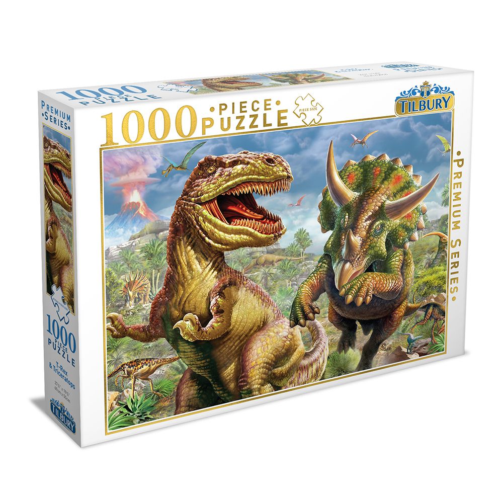 Tilbury - T-Rex &amp; Triceratops Puzzle 1000 Piece Jigsaw - Good Games